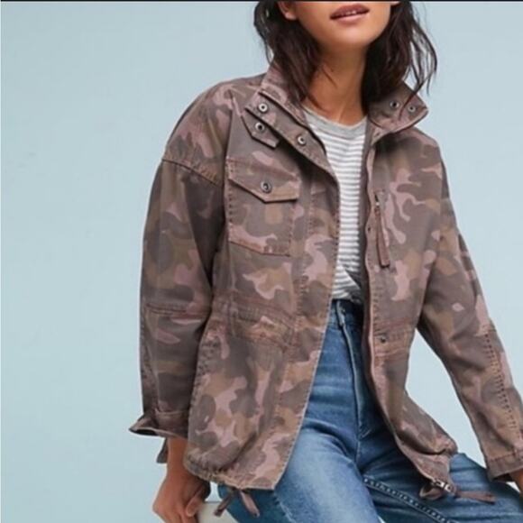 Anthropologie Jackets & Blazers - Anthropologie | MARRAKECH Camouflage Utility Jacket Size Large Purple / Grey
